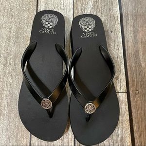 Vince Camuto | Black Wedge Flip Flops